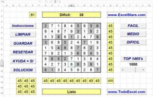 Sudoku - Sudoku hecho en Excel